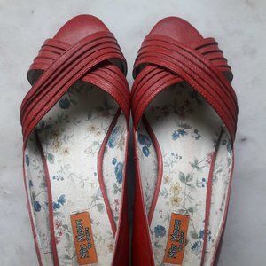 Brand New Red PeepToe Flats - Mia Mooz